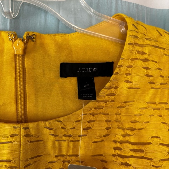NWT J Crew Yellow Textured Eyelet Jacquard Dress Sz 00 - Picture 3 of 10